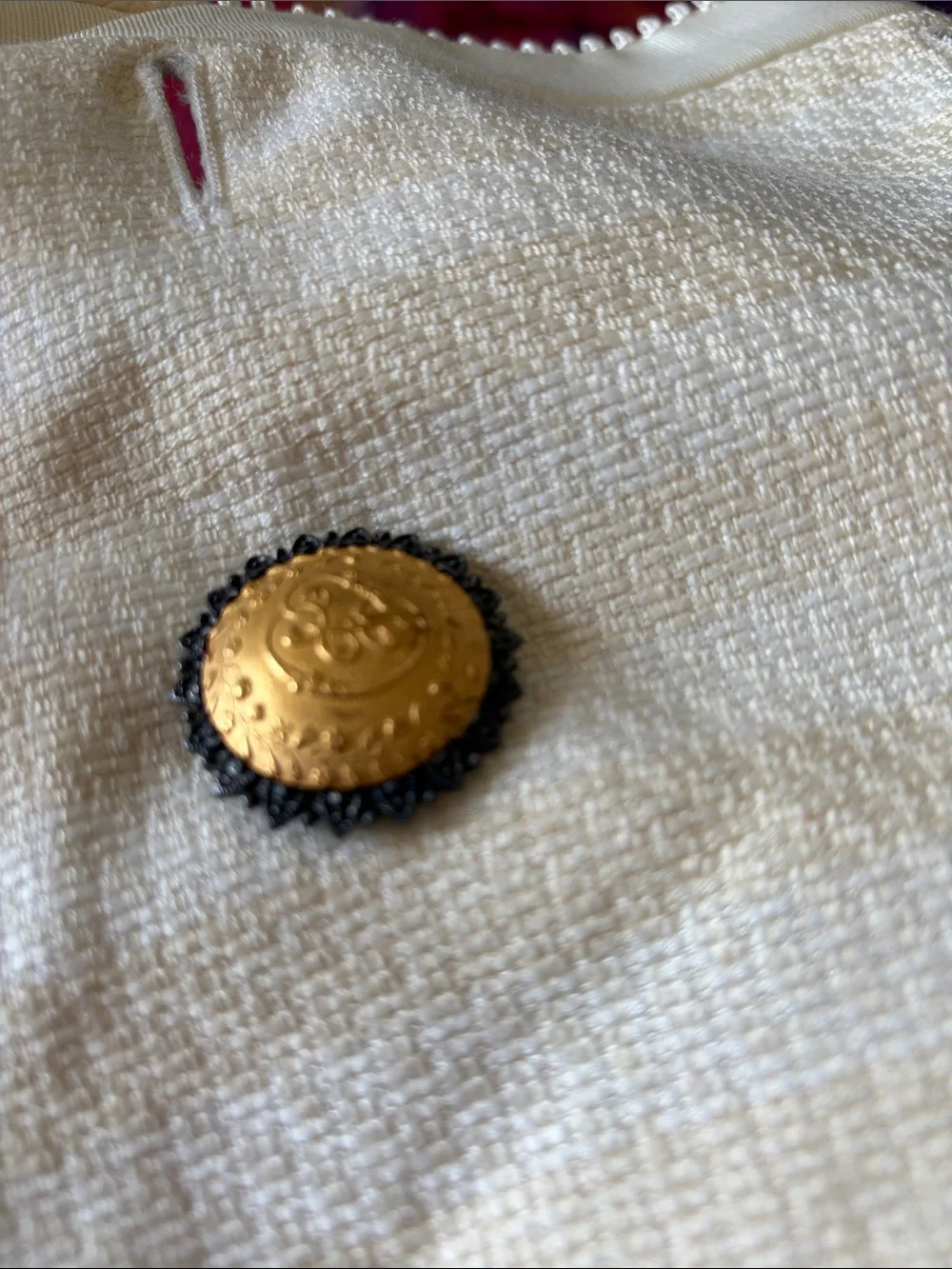 Dior Cream Double-Breasted Blazer with Gold Buttons Size 16 Fits L/XL